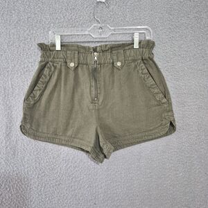 NWT Sea New York Women's Ruffle Zipper Front Green Paper Bag Shorts 6